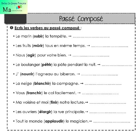 Ma Exercice Sur Passe Compose