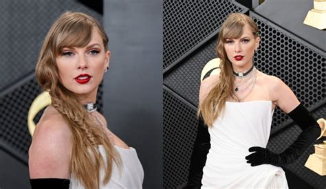 Taylor Swift Wears White Strapless Schiaparelli Dress At 2024 Grammys