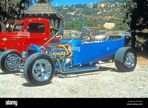 Blue V Open Top Hot Rod Stock Photo Alamy