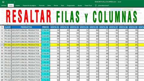 Resaltar FILAS Y COLUMNAS En EXCEL MEDIANTE Una VARIABLE VECTOR YouTube