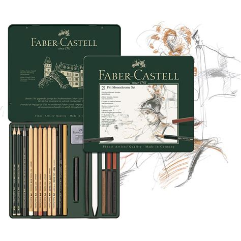 Estuche Metal 21 Piezas Pitt Monochrome Faber Castell