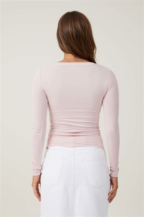 Staple Rib Scoop Neck Long Sleeve Top