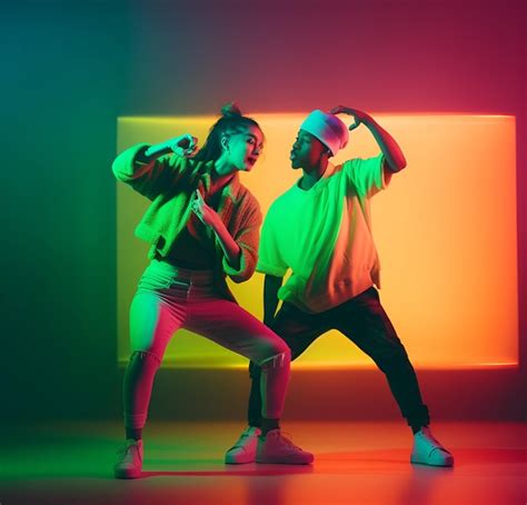 Premium Ai Image Group Of Energetic Hiphop Dancers Focused On