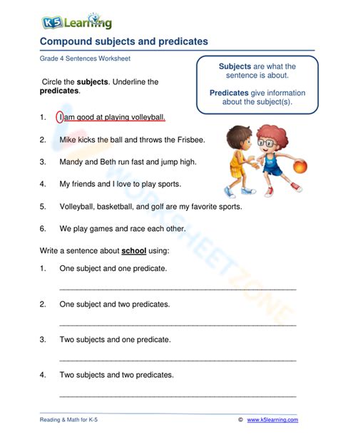 Compound Subjects And Predicates Practice Worksheet Live Worksheets