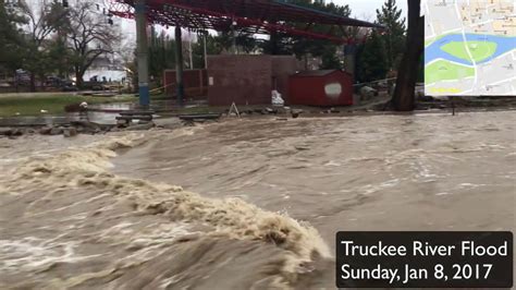 Truckee River Flooding In Reno Nevada Jan 8 2017 Youtube