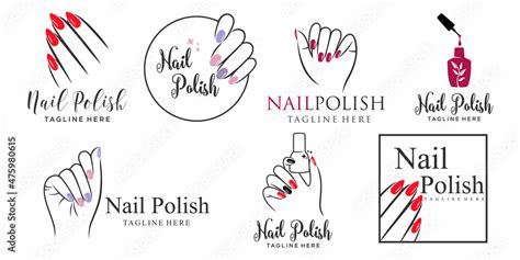 nail polish icon set logo design template Stock Vector | Adobe Stock