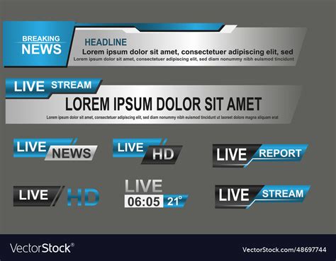 Broadcast News Lower Thirds Template Layout Blue Vector Image