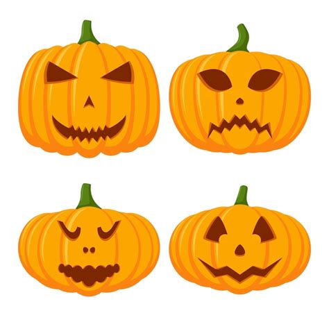 Ilustración de vector de colección de cara de calabaza de halloween