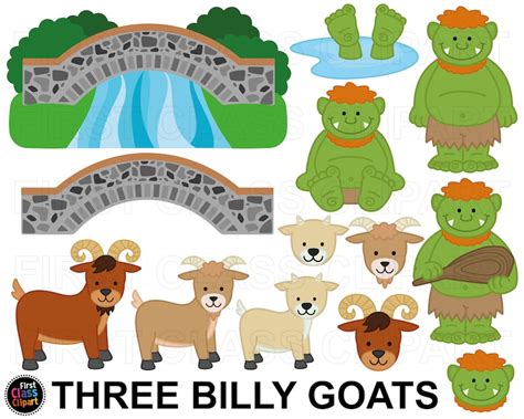 Three Billy Goats Gruff Clipart, Troll Clipart, Goats, Bridge, River ...