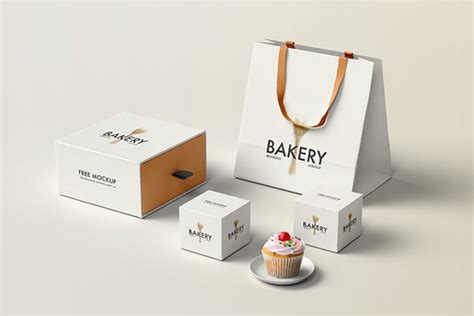 Perspective View Of Bakery Packaging Mockup Featuring Various Items