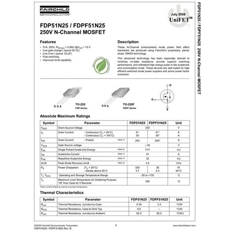 2ตว FDPF51N25 MOSFET N CH 51A 250V ใชแทน FDPF33N25T ได mkve