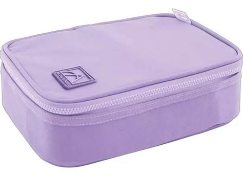 Estojo Box Tecido Academie Grande Lilas Pastel Tilibra Parcelamento