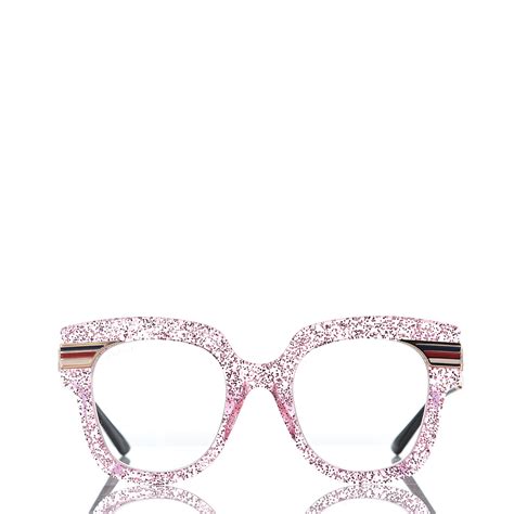 Gucci Acetate Square Frame Web Glitter Gg0281s Sunglasses Pink 540468