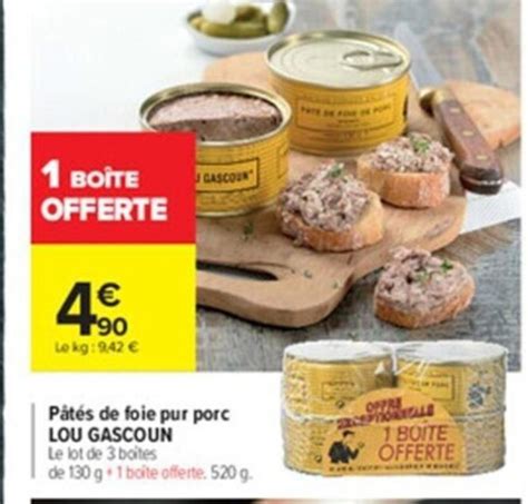 Promo Pates De Foie Pur Porc Lou Gascoun Chez Carrefour