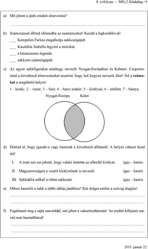 Magyar Nyelvi Feladatlap A Vfolyamosok Sz M Ra Pdf Ingyenes Let Lt S