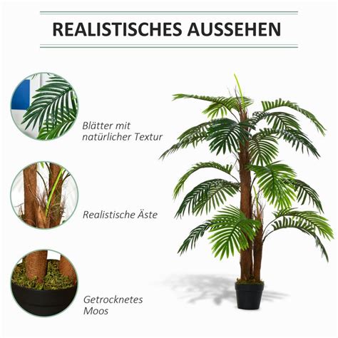 HOMCOM künstliche Pflanzen 120 cm künstlicher Palmen Palme Kunstpflanze