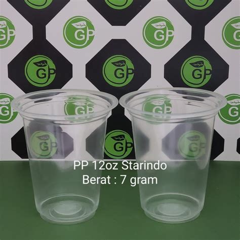 Jual Gelas Plastik PP 12 Oz Datar 7gr Starindo 1 Dus 1000 Pcs