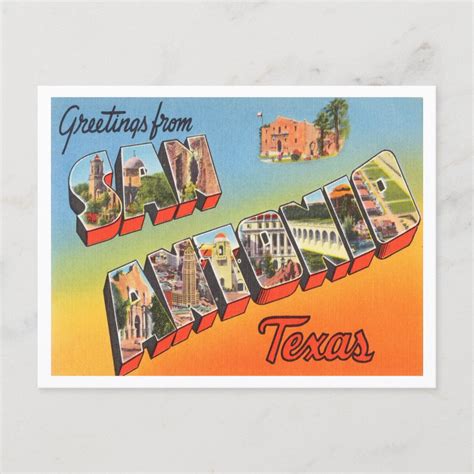 Greetings From San Antonio Texas Vintage Travel Postcard Zazzle