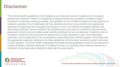 Aao Hnsf Clinical Practice Guideline Nosebleed Epistaxis Ppt Download