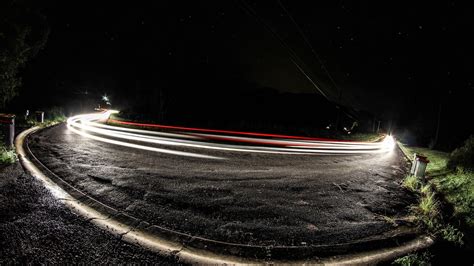 Time Lapse Photo Of Vehicle On Gray Concrete Pavement Long Exposure