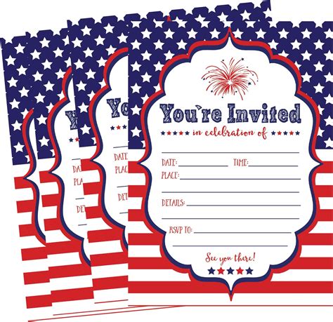 Amazon UDNADKEX Independence Day Invitations BBQ Party With