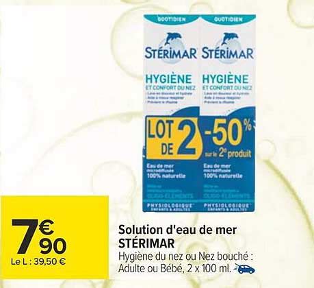 Offre Solution D eau De Mer Stérimar chez Carrefour Parapharmacie