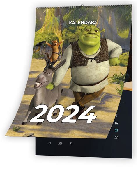 KALENDARZ ŚCIENNY 2024 SHREK 03 13 STRON A3 DUŻO WZORÓW 49 99 zł