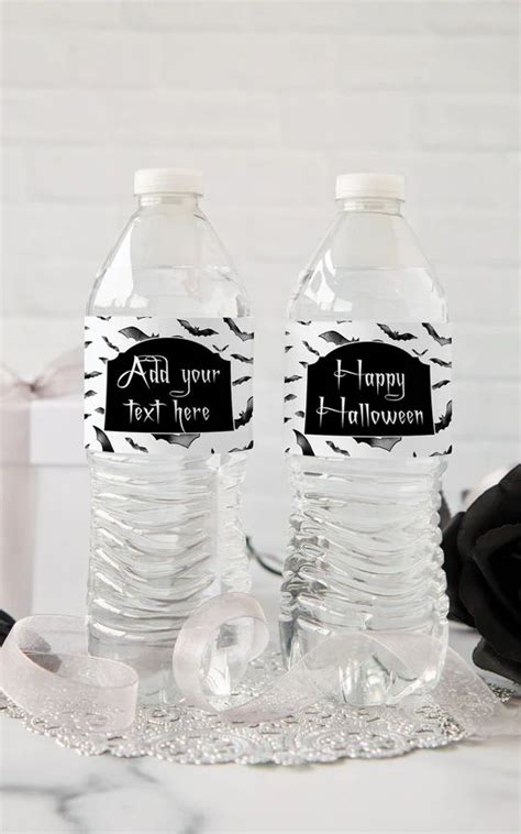 Flying Bats Halloween Water Bottle Label Bottle Labels Water Bottle