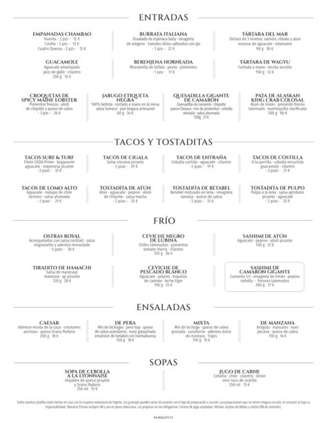 Carta Y Men Actualizados Chambao Madrid En Madrid Thefork