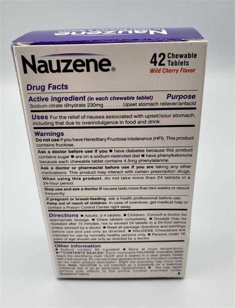 Nauzene For Upset Stomach Nausea 42 Chewable Tablets Cherry Exp 2024