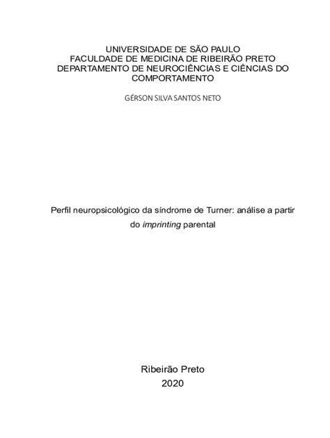 Preench Vel Dispon Vel Perfil Neuropsicolgico Da Sndrome De Turner