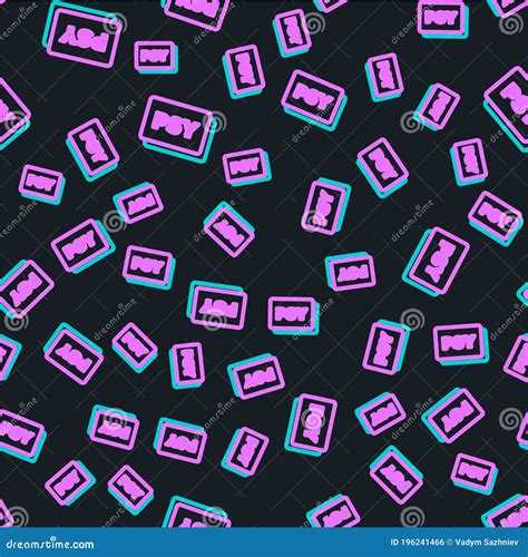 Line Psychology Icon Isolated Seamless Pattern On Black Background Psi