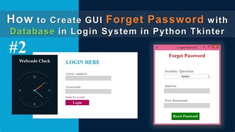 How To Create Gui Forget Password With Database In Login System In Python Tkinter Part2 Youtube