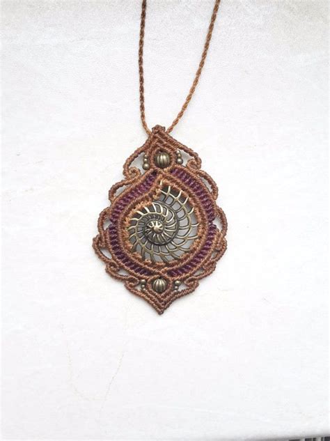 Macrame Makramee Kette Charm Mandala Hippie Bronze Makramee Halskette