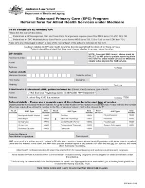 2006 AU Referral Form For Individual Allied Health Services Under