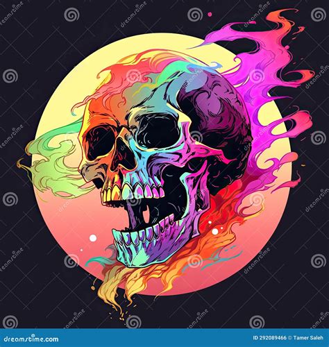 Colorful Skull Vector Illustration for Tshirts Stock Illustration - Illustration of prints ...