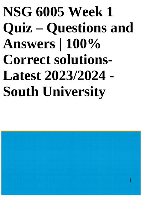 Nsg Week Quiz Questions And Answers Correct Solutions