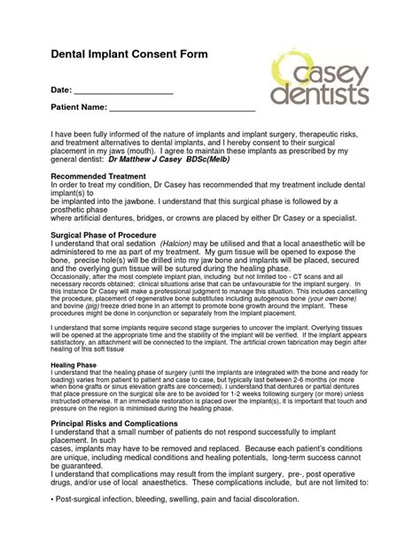 Cd Dental Implant Consent Form Pdf Pdf Dental Implant Surgery