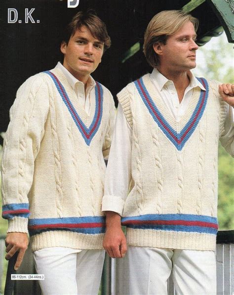 Mens Cricket Sweater Slipover Knitting Pattern Pdf Mens Cable V Neck