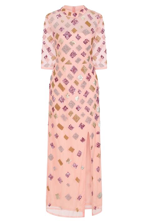 Alison Primrose Pink Embellished Maxi Dress Frock And Frill