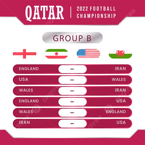 Fifa World Cup Qatar 2022 Match Group B Schedule Qatar World Cup Match Png And Vector With