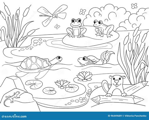 River Animals Coloring Pages / Vector Clipart Coloring Book River Fauna Image 1 Vector ...