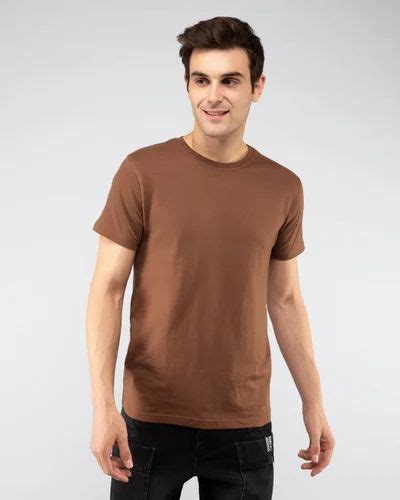 Plain Lycra Cotton Men Brown Round Neck T Shirt Rs 175 Arlis Creations