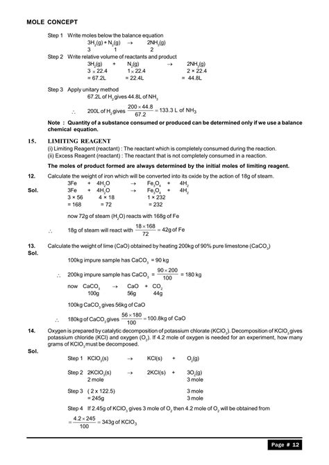 Mole Concept Notes For Class 11 Iit Jee And Neet