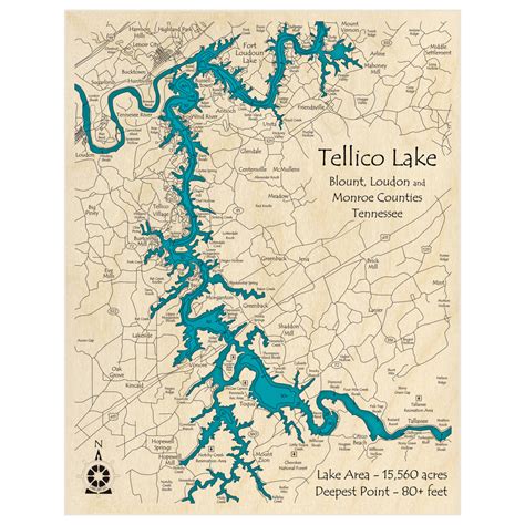 Tellico Lake 3d Custom Wood Map Lake Art Llc