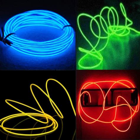 EL Wire, 4-Pack 5M Neon Light Electroluminescent Wire / Mutli-Color ...