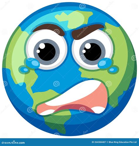 Crying Earth Cartoon Character From Greenhouse Effect And Global