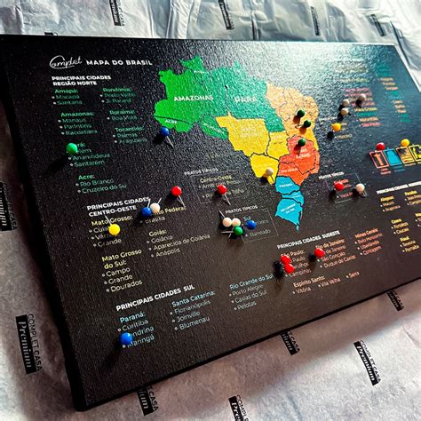 Quadro Mapa Do Brasil Para Marcar Viagens Pronto Para Pendurar