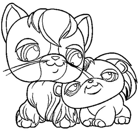 Coloriage pet shop chien chat en Ligne Gratuit à imprimer