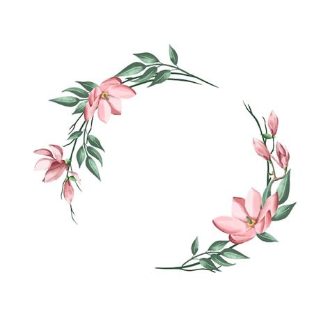 Premium Vector Floral Wreath Made Of Grass In Circle